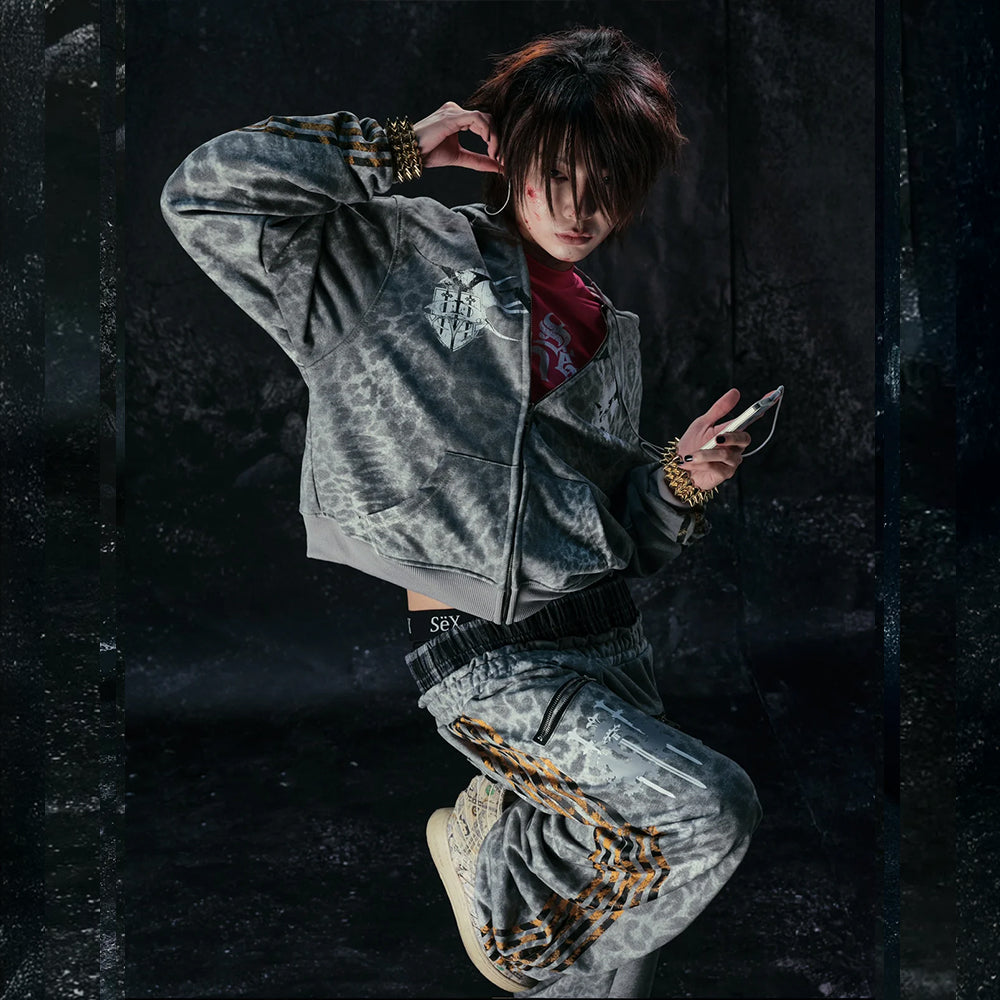 Leopard Royal Knight Club Waxed Pants