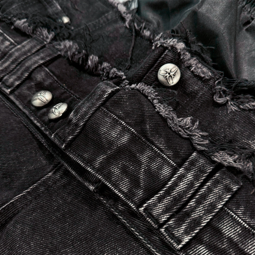 Tripple Layer Waxed Flared Jeans