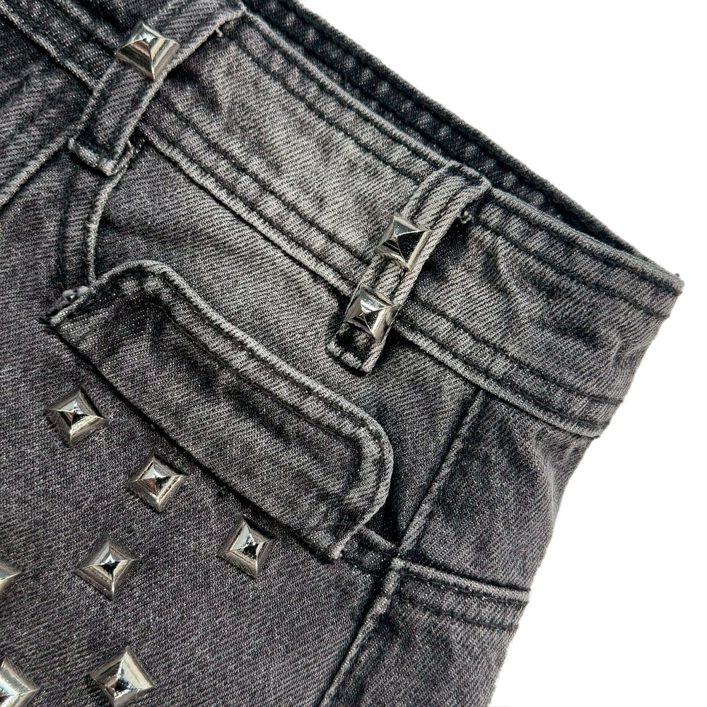 Leopard Waxed Gray Baggy Jeans