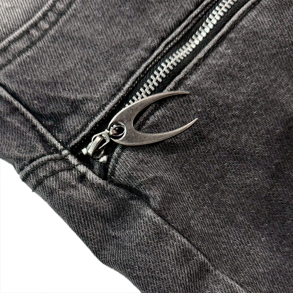 Leopard Waxed Gray Baggy Jeans