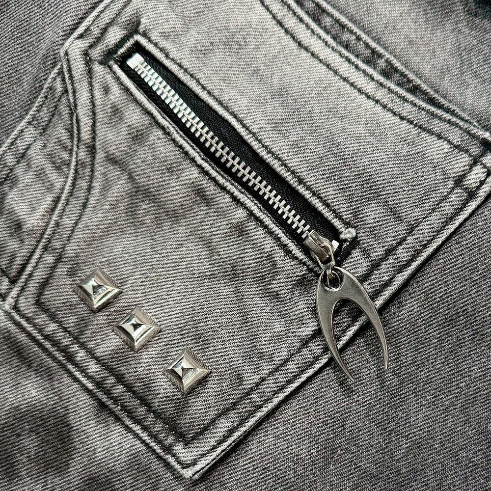 Leopard Waxed Grey Baggy Jeans - COZY WORLDWIDE - VENTURER