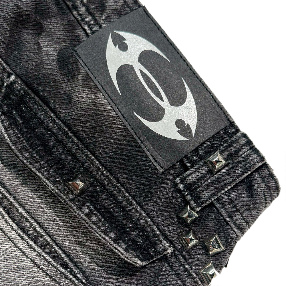 Leopard Waxed Gray Baggy Jeans