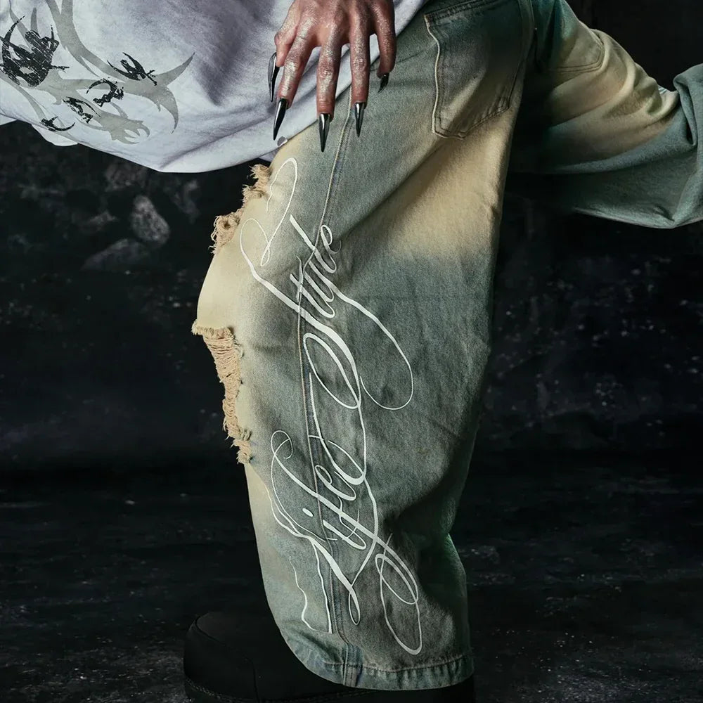 Lifestyle Vintage Waxed Baggy Jeans - COZY WORLDWIDE - VENTURER