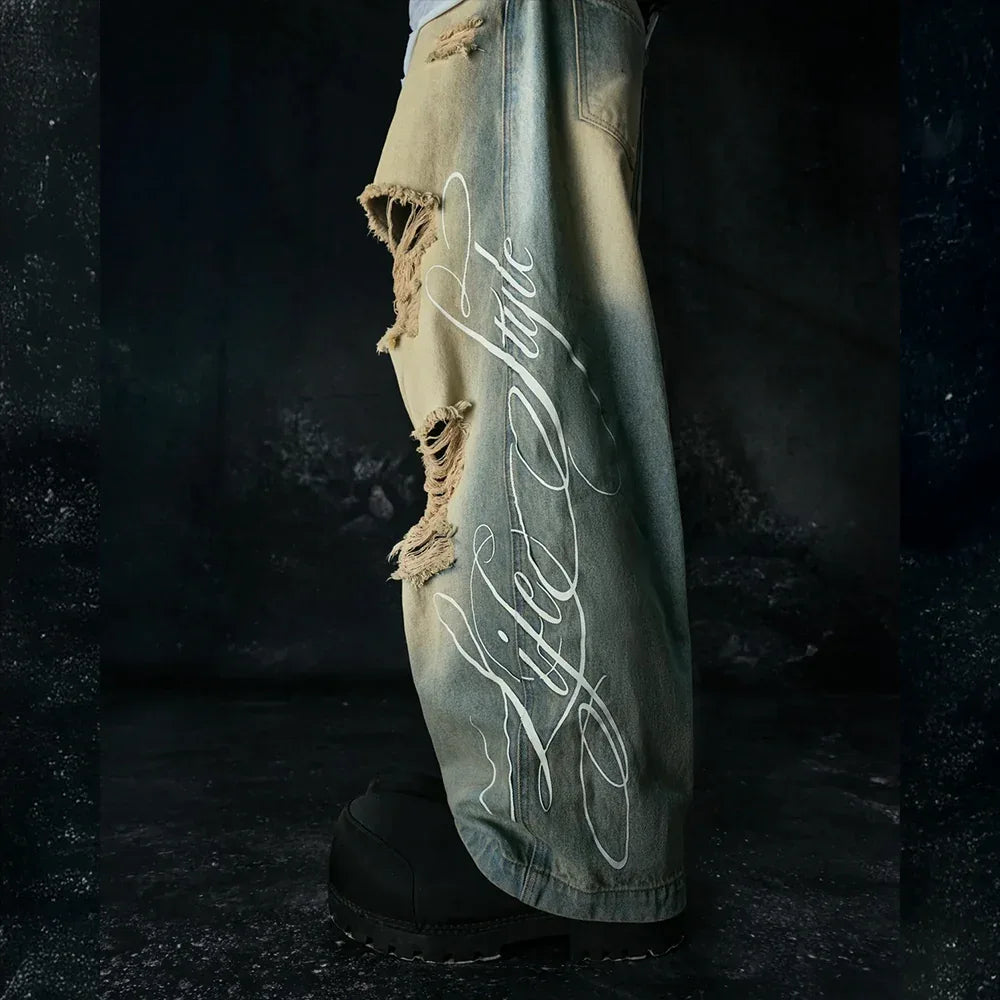 Lifestyle Vintage Waxed Baggy Jeans - COZY WORLDWIDE - VENTURER