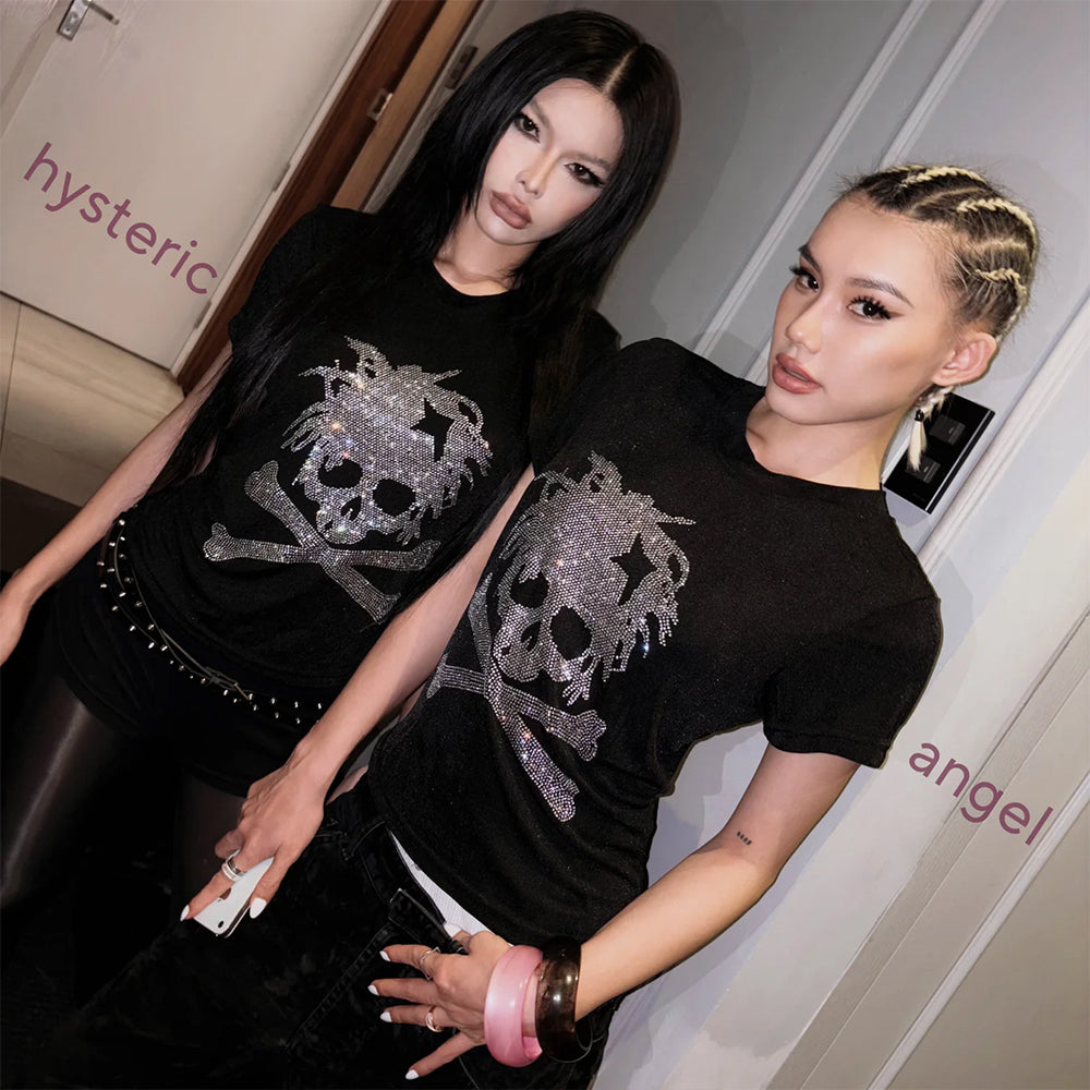 </2 Moreflex Rhinestone Skull T-Shirt
