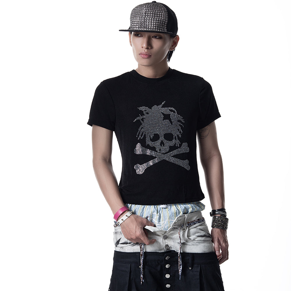 </2 Moreflex Rhinestone Skull T-Shirt