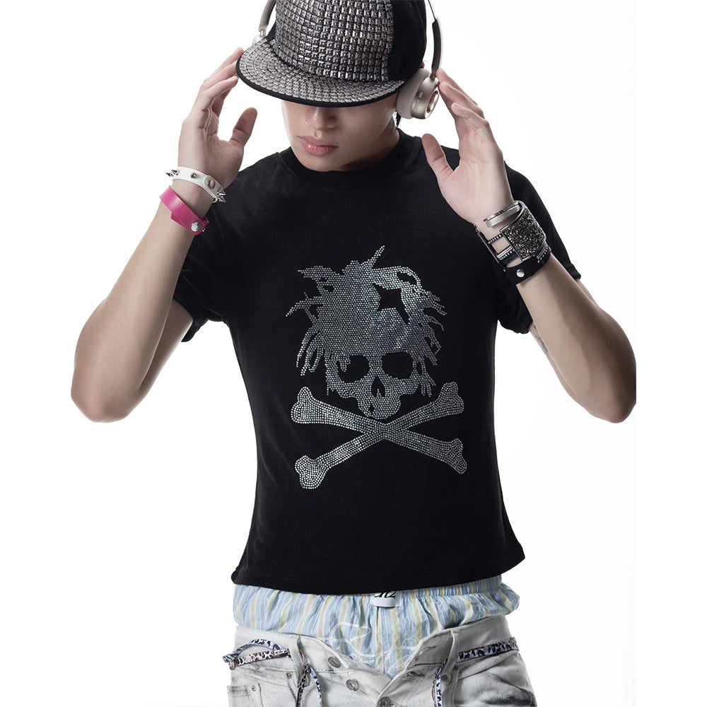 </2 Moreflex Rhinestone Skull T-Shirt