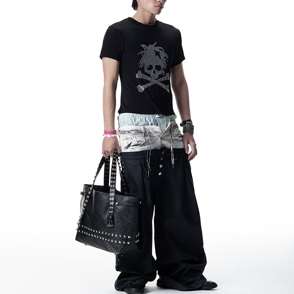 </2 Moreflex Rhinestone Skull T-Shirt