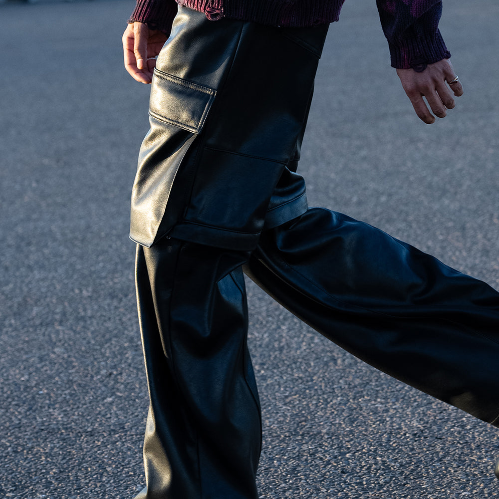Faux Leather Cargo Pants V2