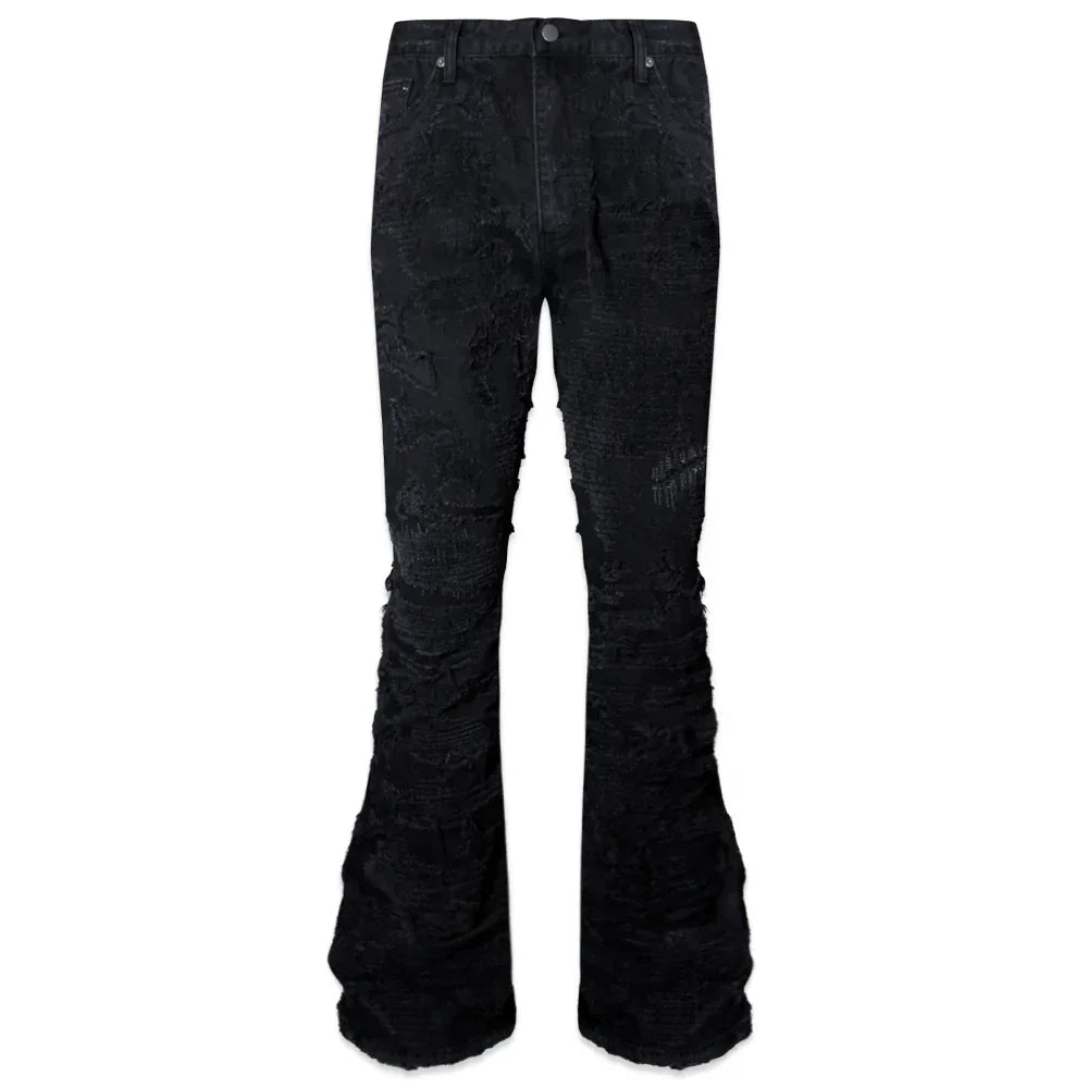 Multiple Boro Destroyed Flared Jeans - EMOstanceclub - VENTURER