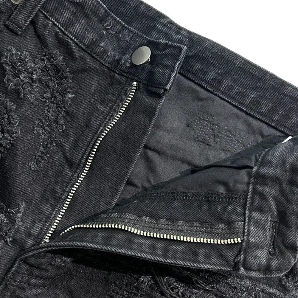 Multiple Boro Destroyed Flared Jeans - EMOstanceclub - VENTURER