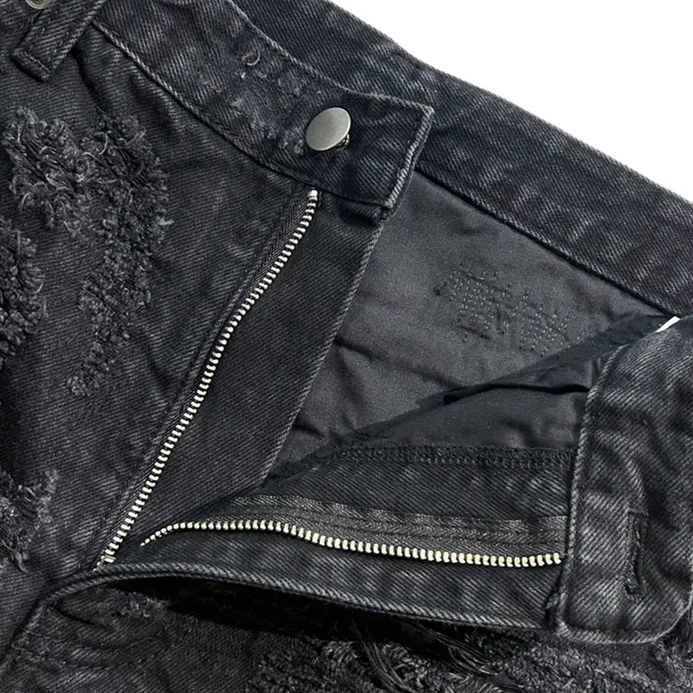 Multiple Boro Destroyed Flared Jeans - EMOstanceclub - VENTURER