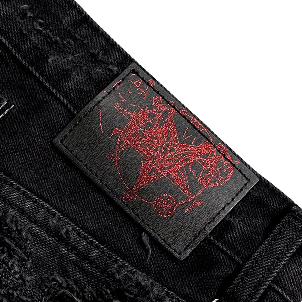 Multiple Boro Destroyed Flared Jeans