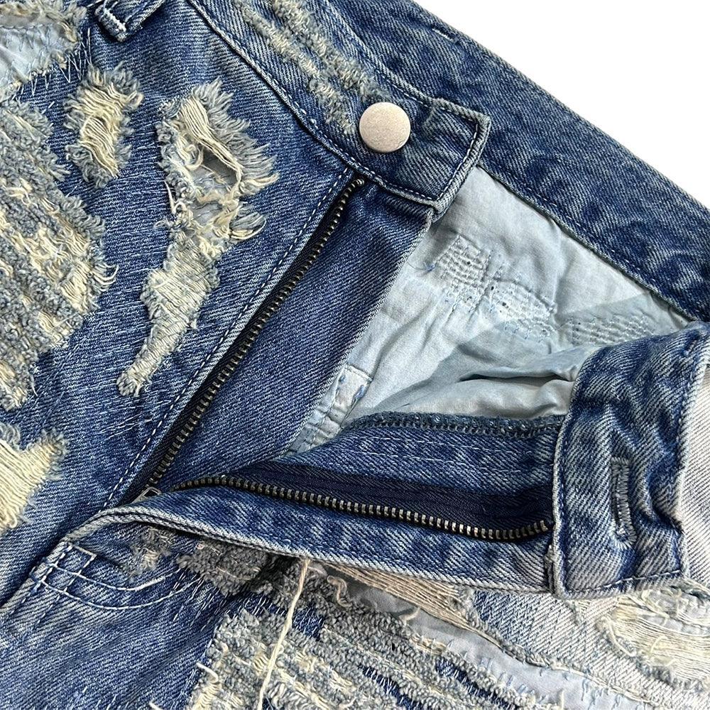 Multiple Boro Destroyed Flared Jeans - EMOstanceclub - VENTURER