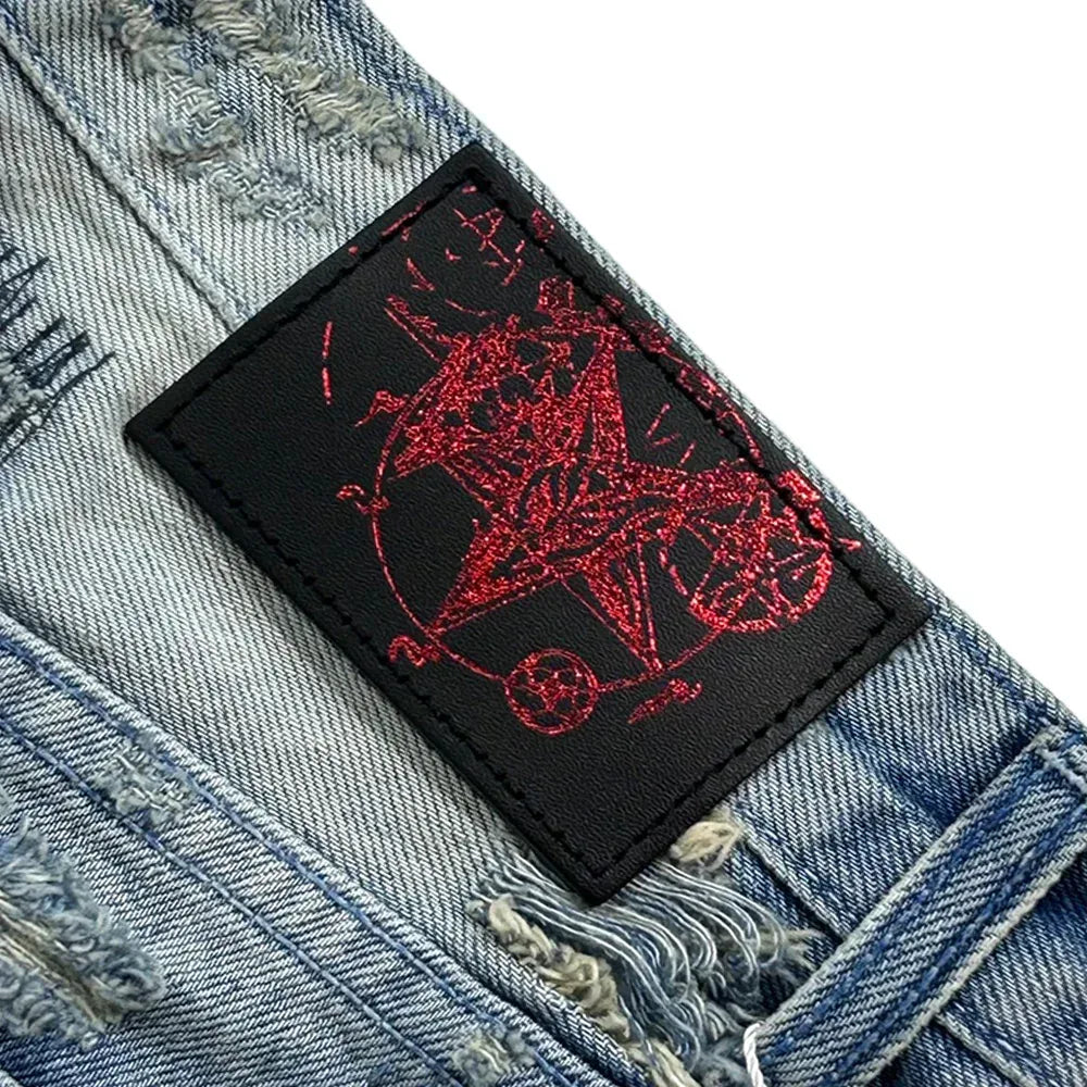 Multiple Boro Destroyed Flared Jeans - EMOstanceclub - VENTURER