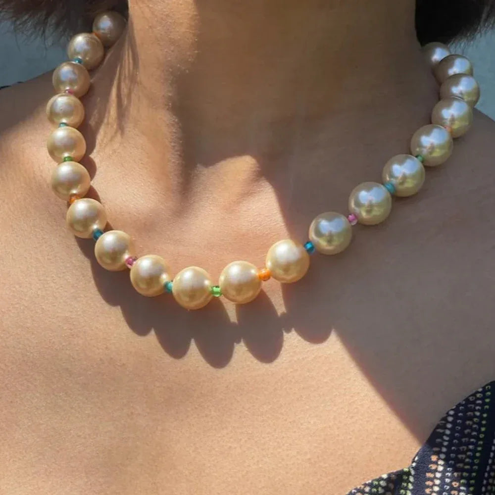 Chunky Rainbow Pearl Necklace - KARO KORU - VENTURER