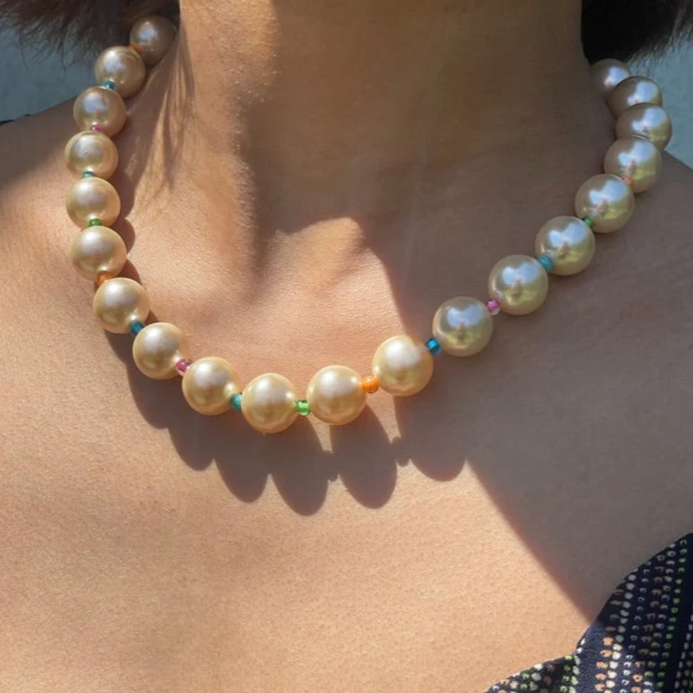 Chunky Rainbow Pearl Necklace