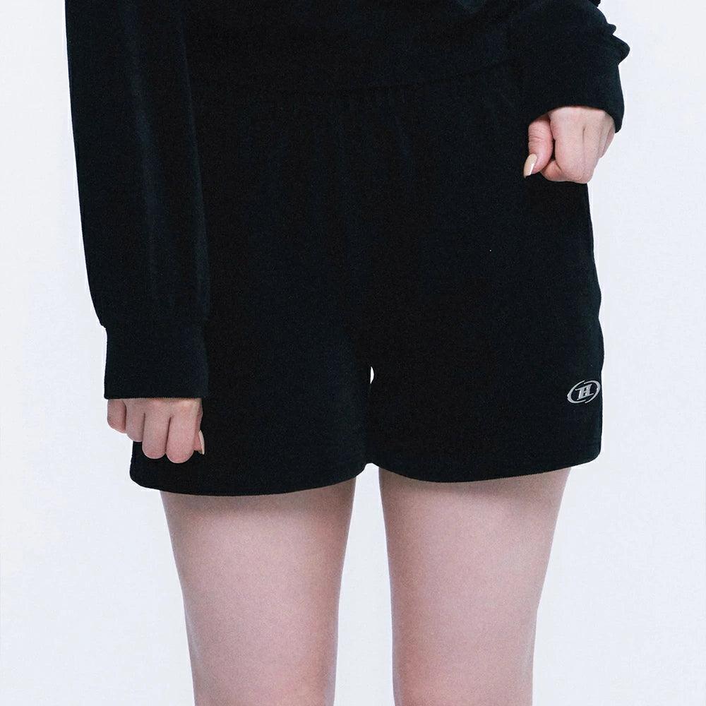 B CHROME VELOUR SHORTS