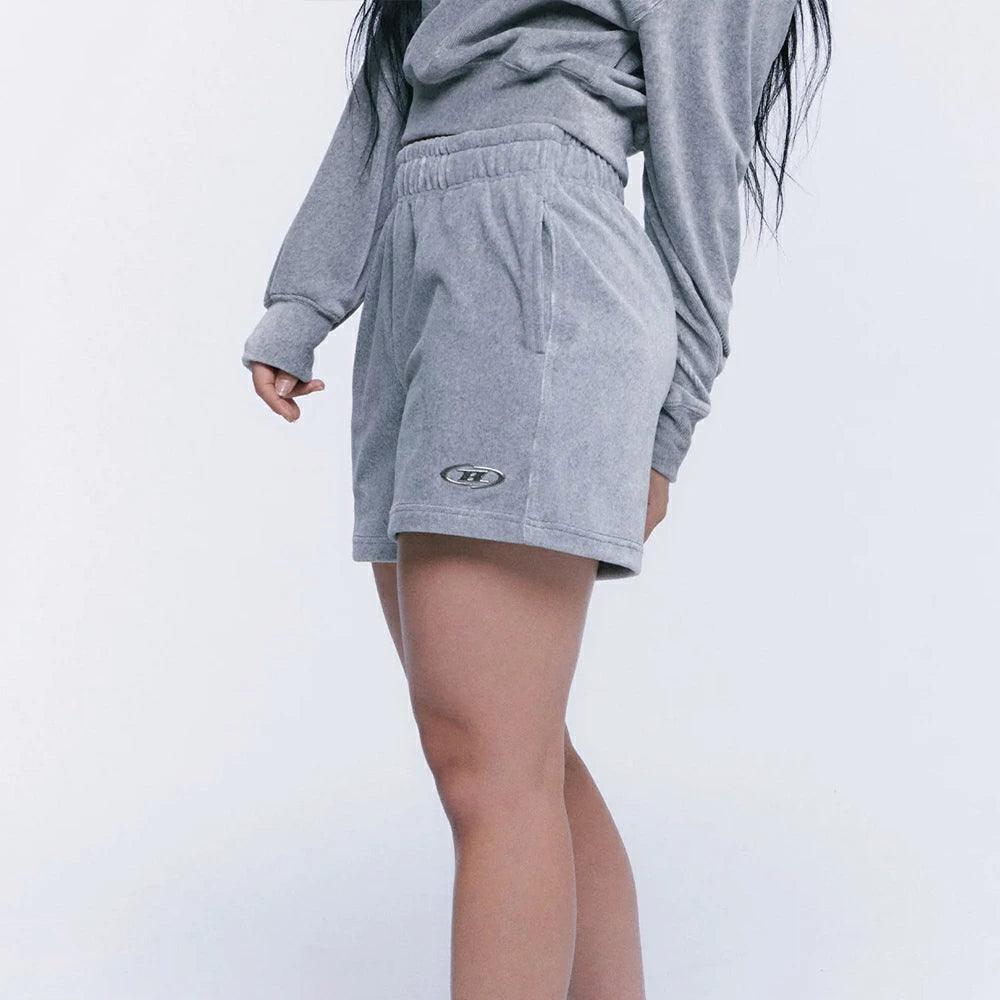 B CHROME VELOUR SHORTS