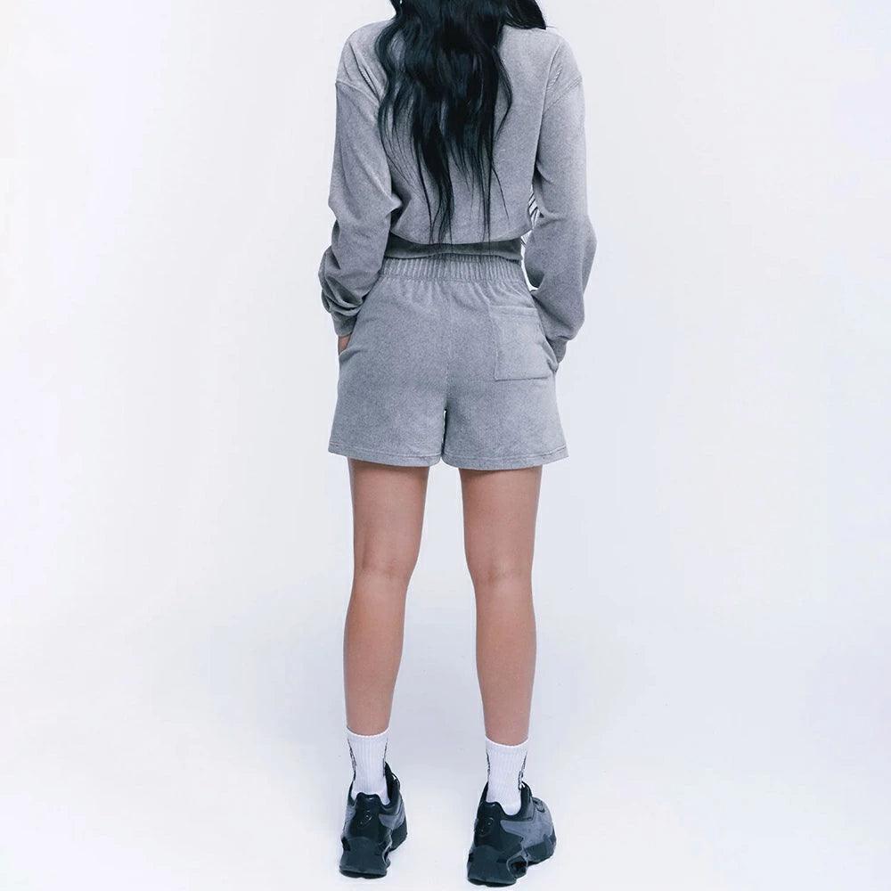 B CHROME VELOUR SHORTS