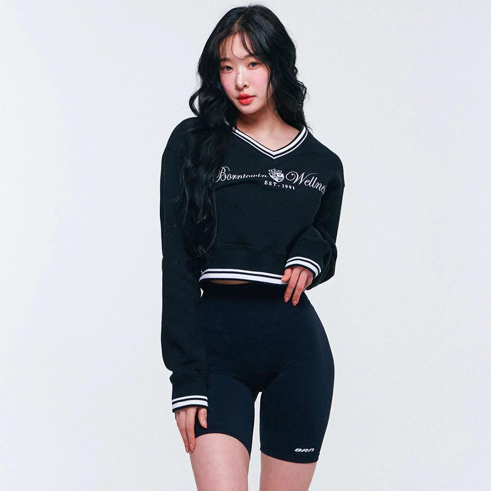 W Wellness V-Neck Crop Sweatshirts