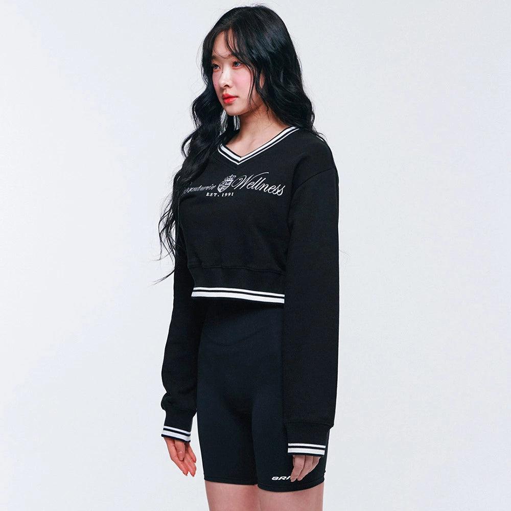 W Wellness V-Neck Crop Sweatshirts