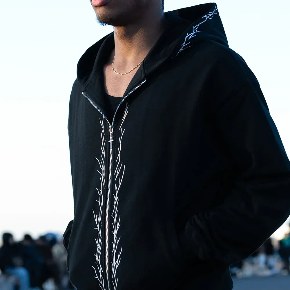 Stick Embroidery Zip Hoodie - LAST NEST - VENTURER