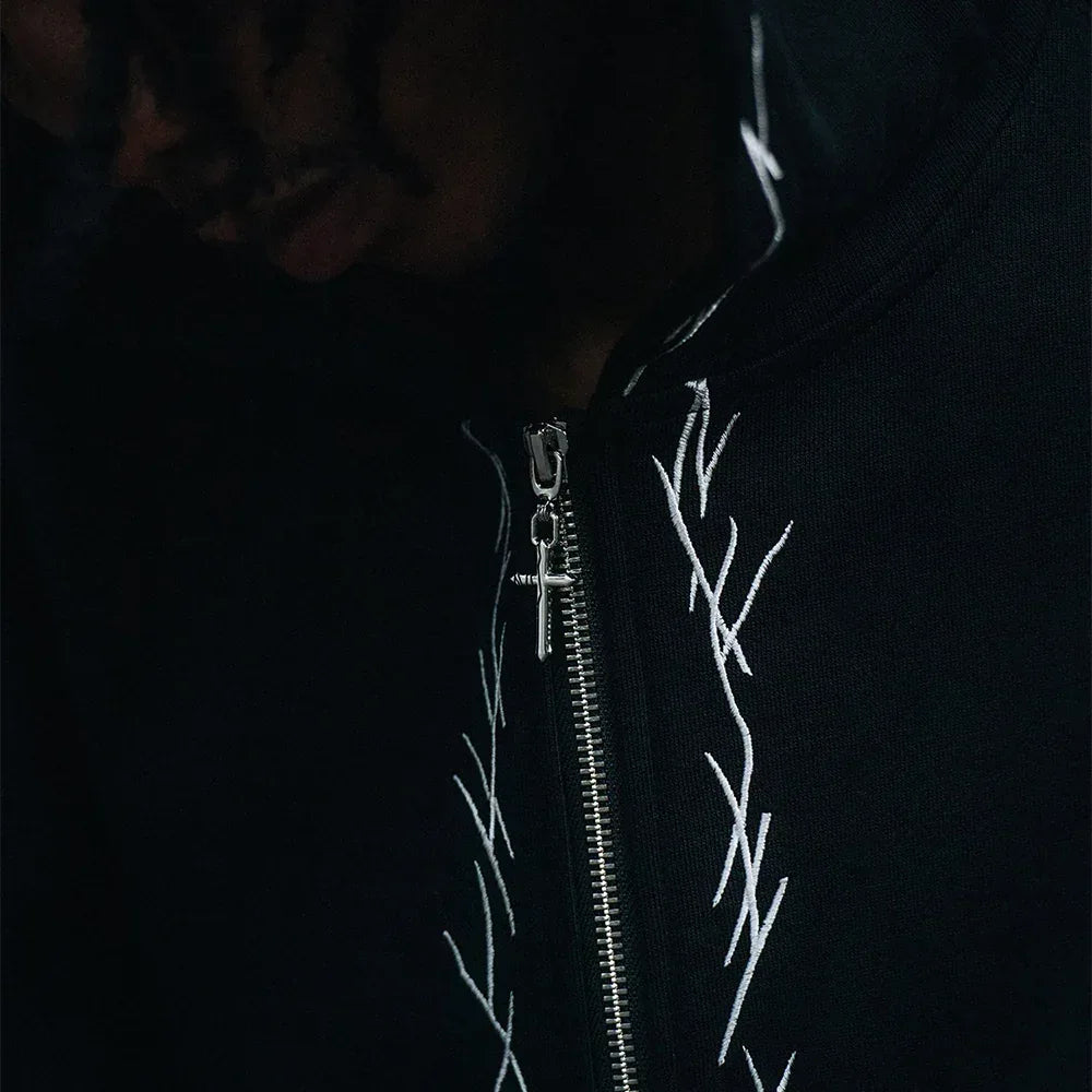 Stick Embroidery Zip Hoodie - LAST NEST - VENTURER