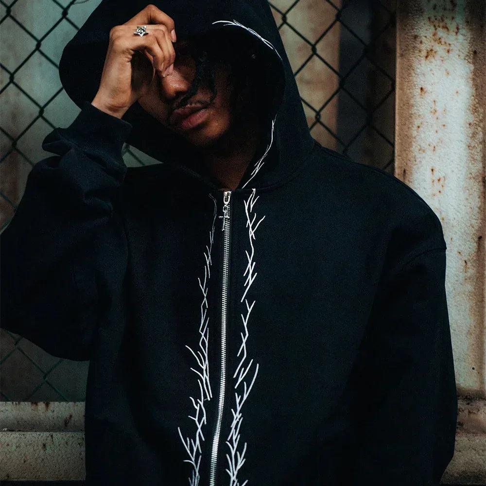 Stick Embroidery Zip Hoodie - LAST NEST - VENTURER