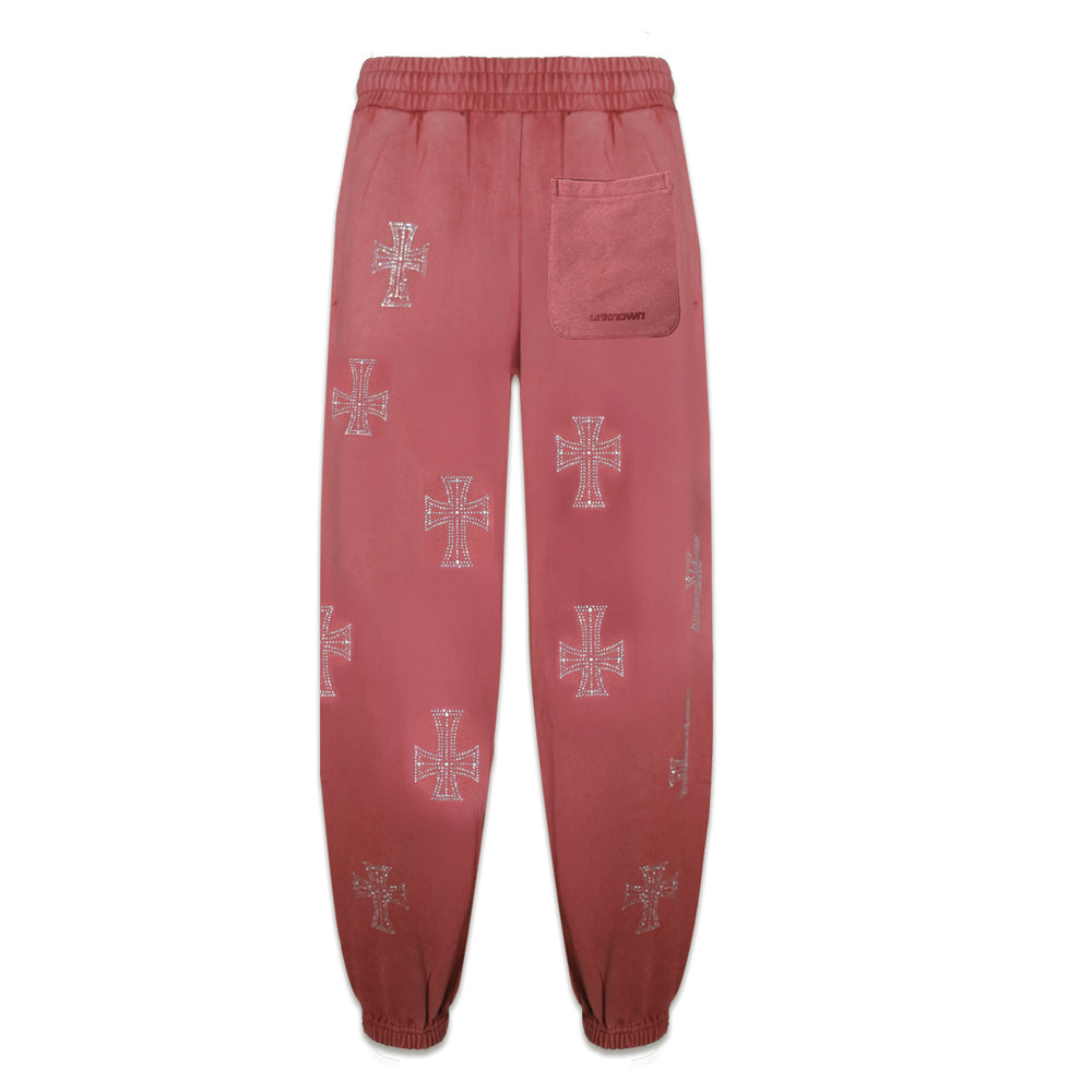 Outline Cross Rhinestone Sweatpants