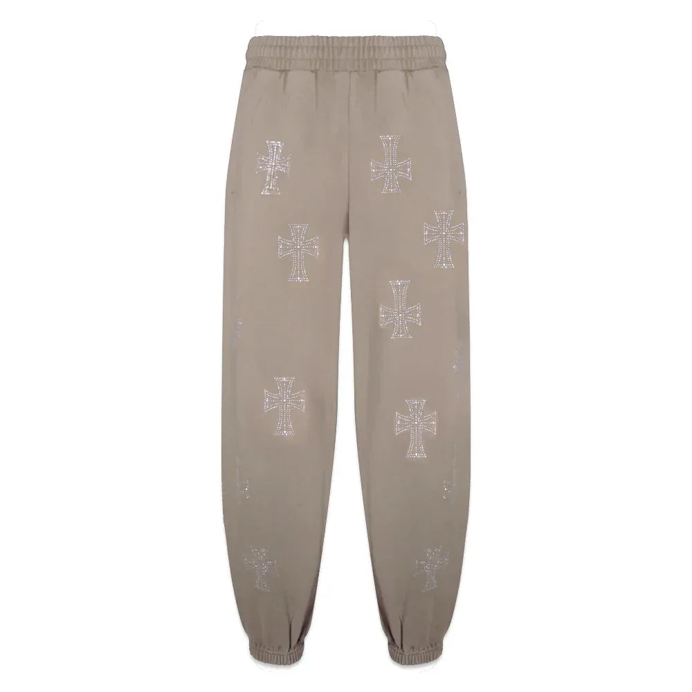 Outline Cross Rhinestone Sweatpants - UNKNOWN LONDON - VENTURER