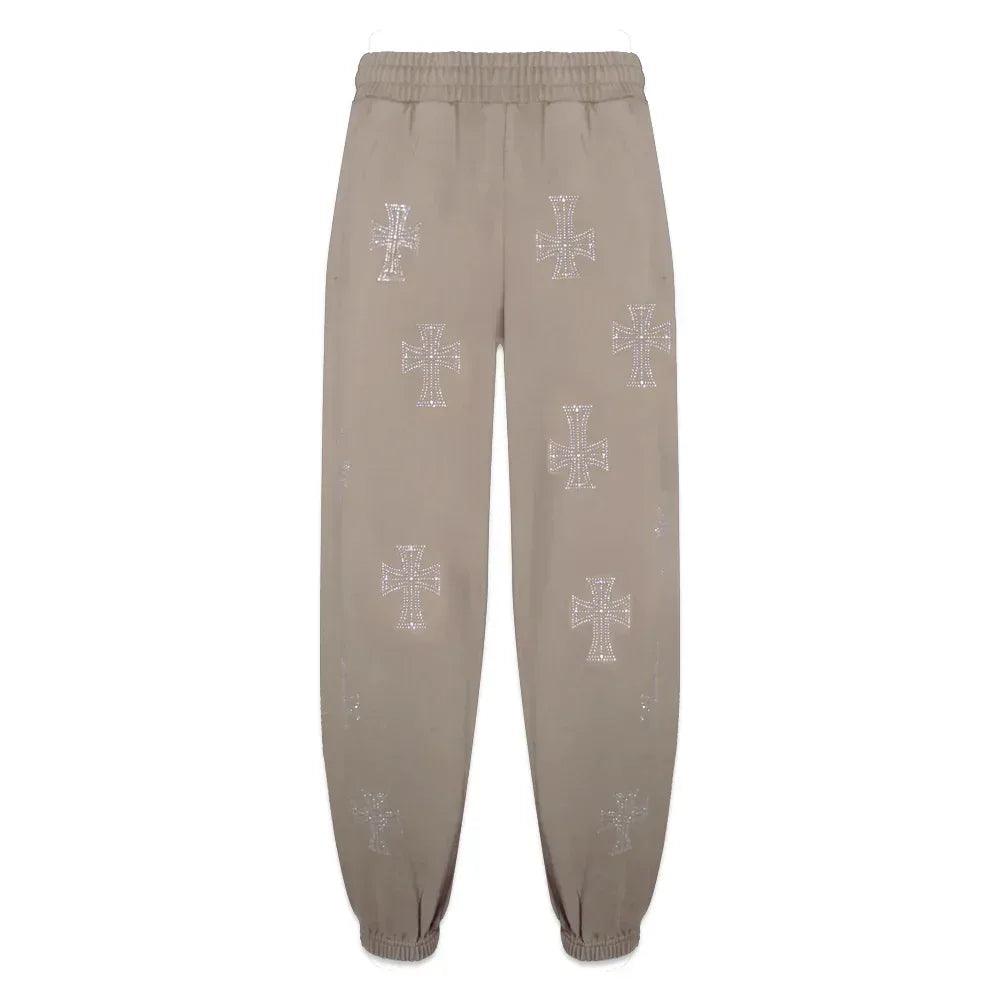 Outline Cross Rhinestone Sweatpants - UNKNOWN LONDON - VENTURER