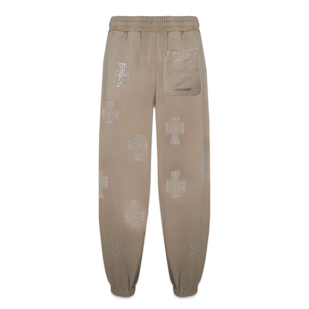 Outline Cross Rhinestone Sweatpants