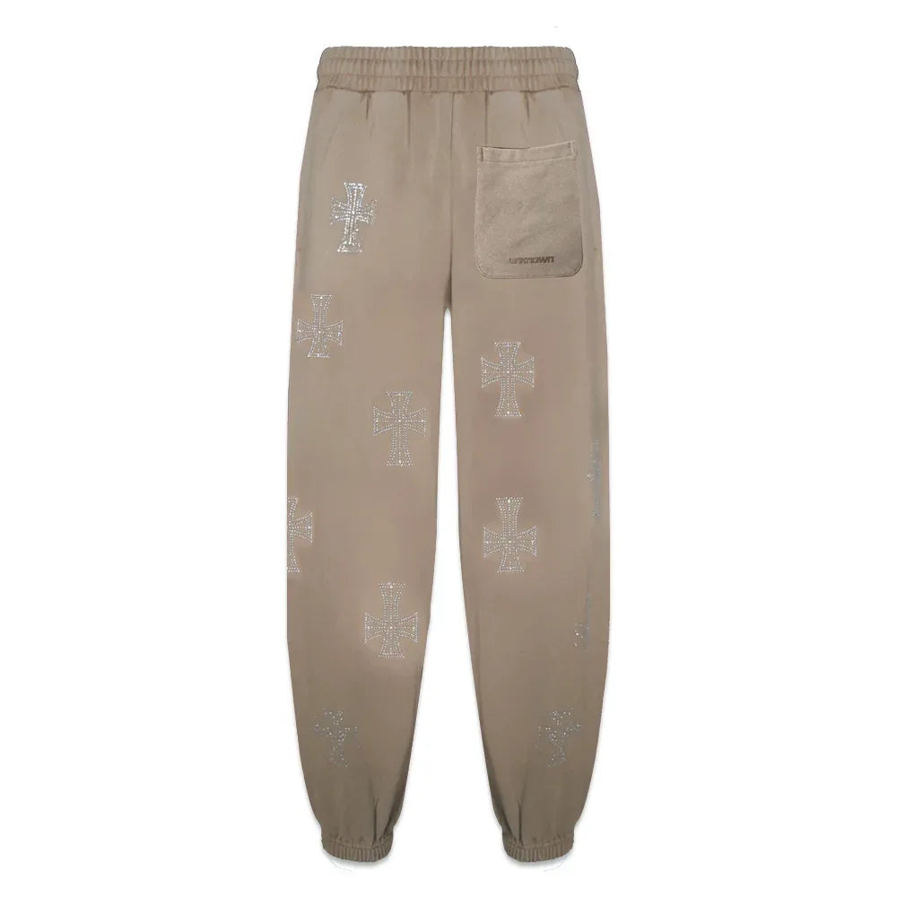 Outline Cross Rhinestone Sweatpants - UNKNOWN LONDON - VENTURER