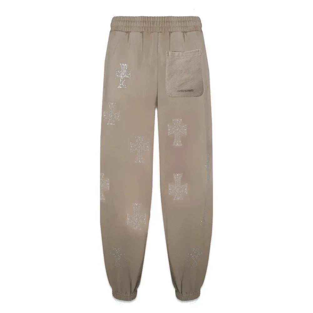 Outline Cross Rhinestone Sweatpants - UNKNOWN LONDON - VENTURER