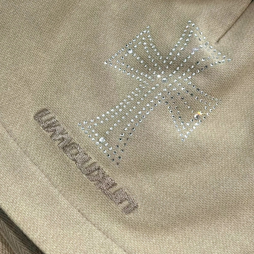 Outline Cross Rhinestone Zip Hoodie