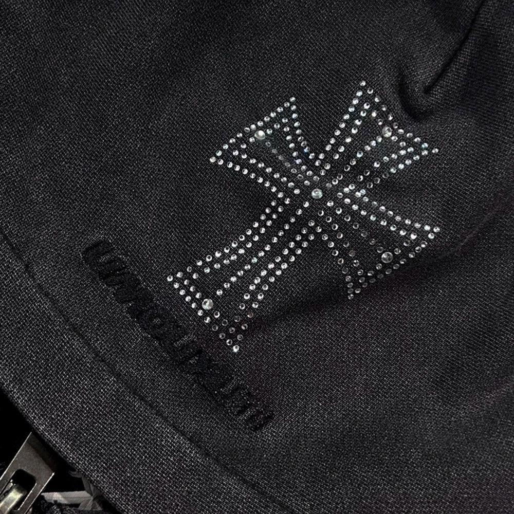 Outline Cross Rhinestone Zip Hoodie - UNKNOWN LONDON - VENTURER