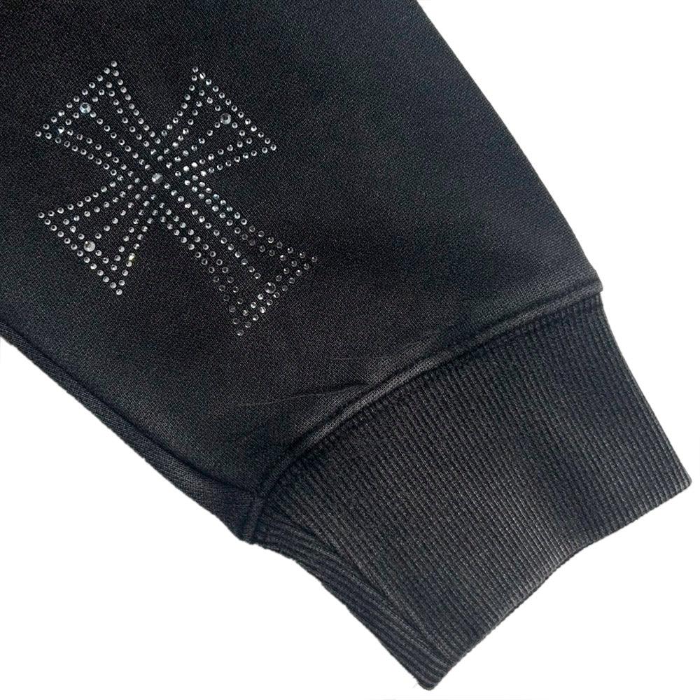 Outline Cross Rhinestone Zip Hoodie - UNKNOWN LONDON - VENTURER