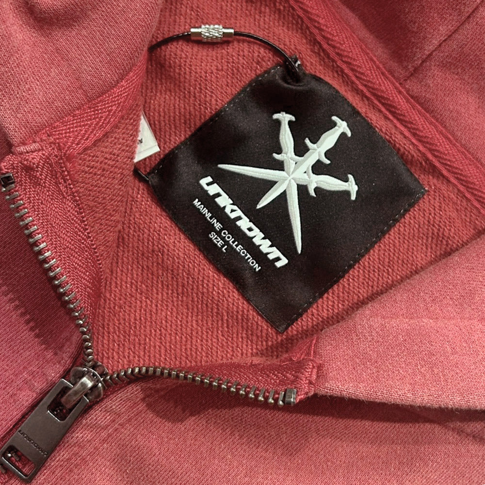 Outline Cross Rhinestone Zip Hoodie