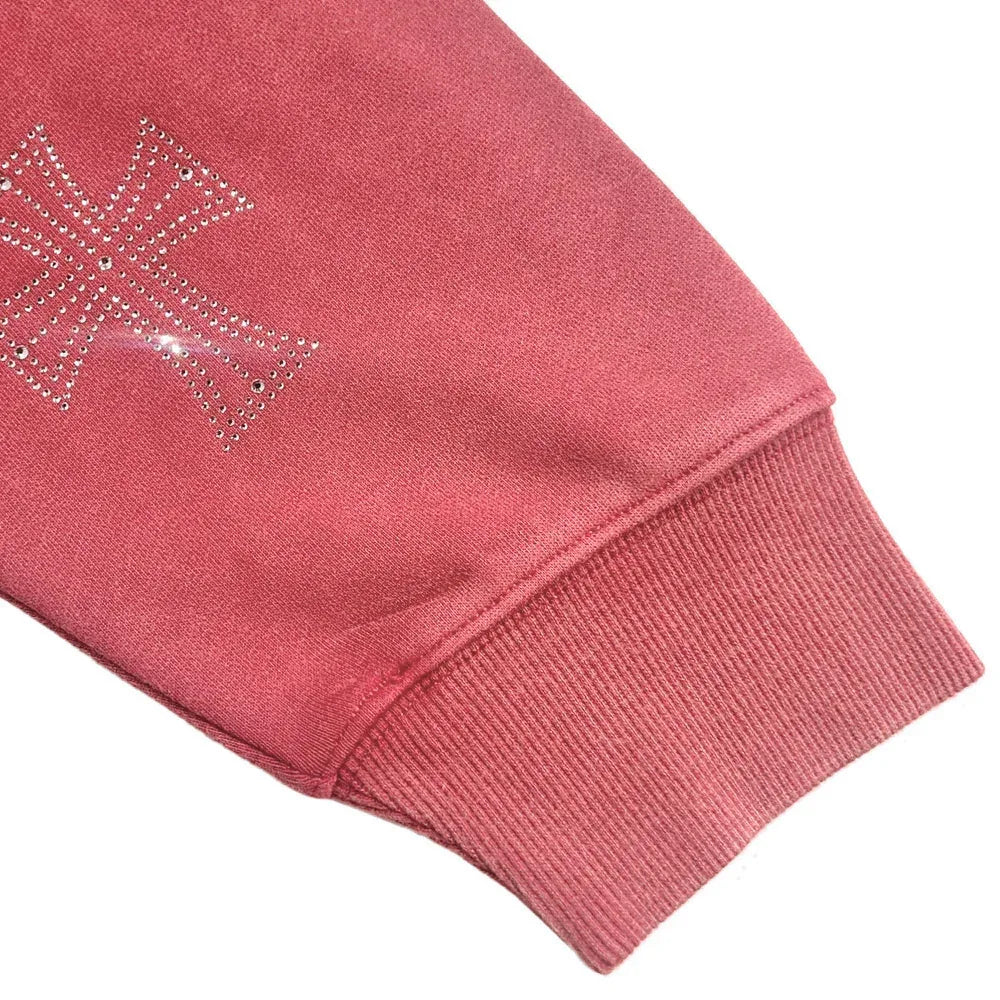 Outline Cross Rhinestone Zip Hoodie - UNKNOWN LONDON - VENTURER