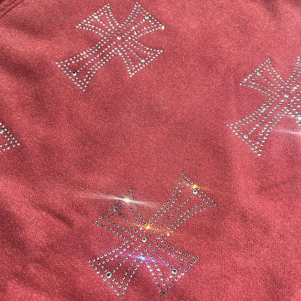 Outline Cross Rhinestone Zip Hoodie - UNKNOWN LONDON - VENTURER