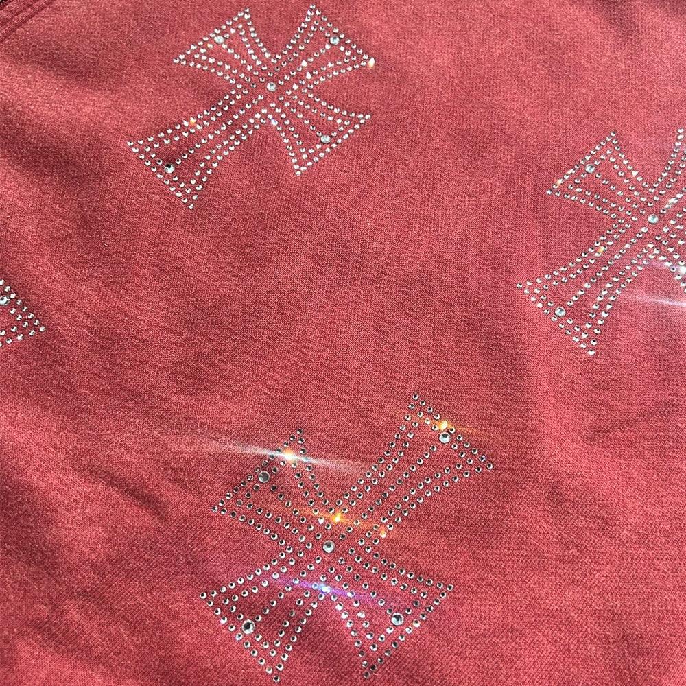 Outline Cross Rhinestone Zip Hoodie - UNKNOWN LONDON - VENTURER