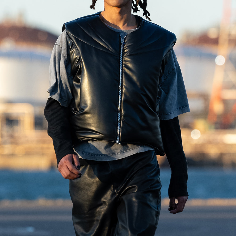 Grouture Faux Leather Padded Vest