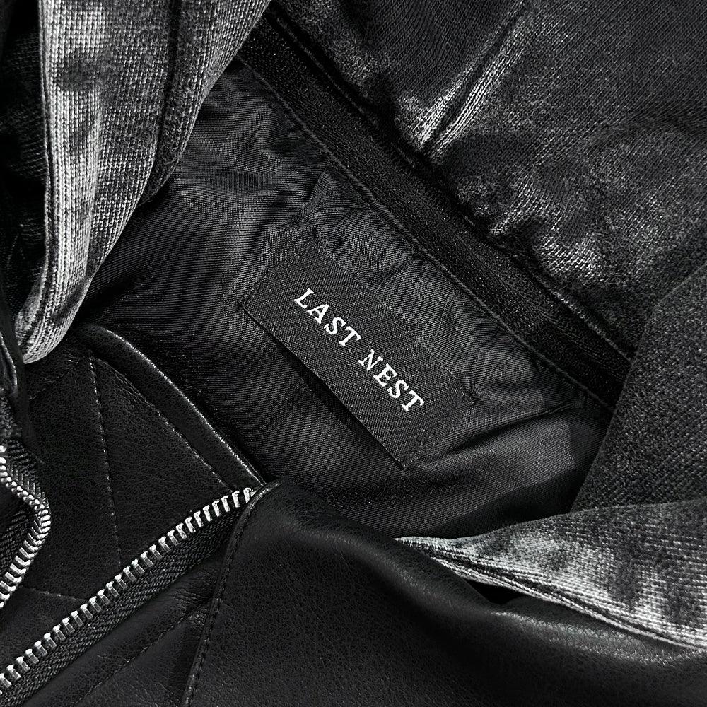 Hooded Faux Leather Flight Jacket - LAST NEST - VENTURER
