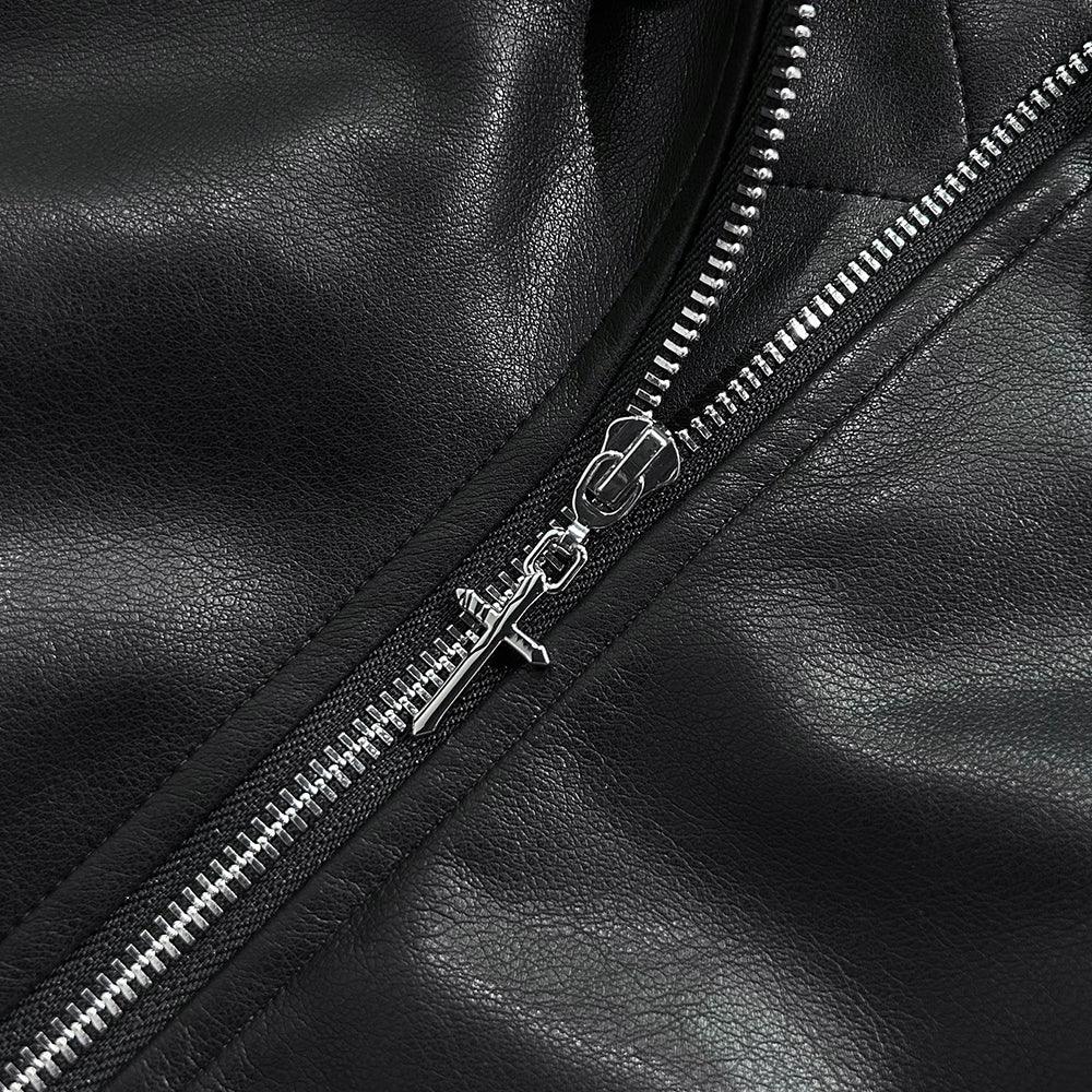 Hooded Faux Leather Flight Jacket - LAST NEST - VENTURER