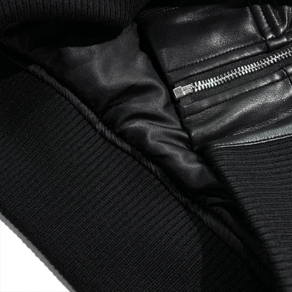 Hooded Faux Leather Flight Jacket - LAST NEST - VENTURER