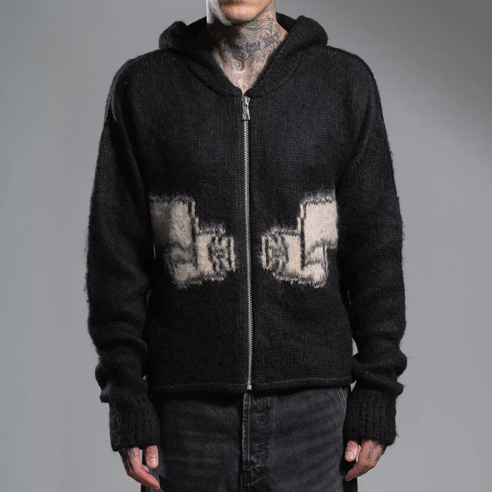 Wrapped Banned Zip Knit Hoodie - ASKYURSELF - VENTURER