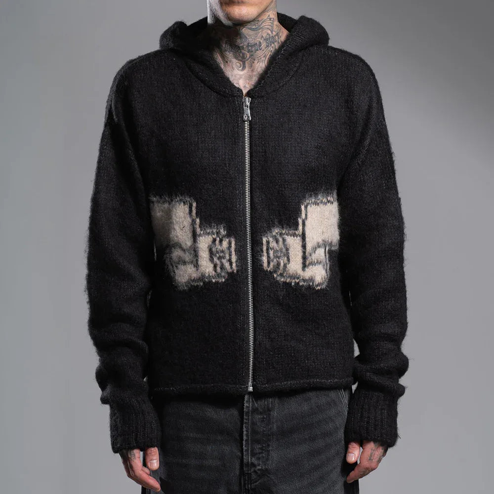 Wrapped Banned Zip Knit Hoodie - ASKYURSELF - VENTURER