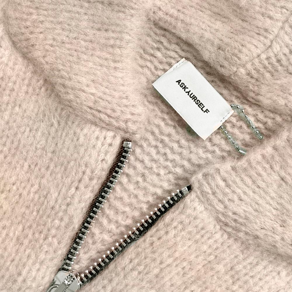 Raglan Brushed Cross Zip Knit Hoodie - ASKYURSELF - VENTURER