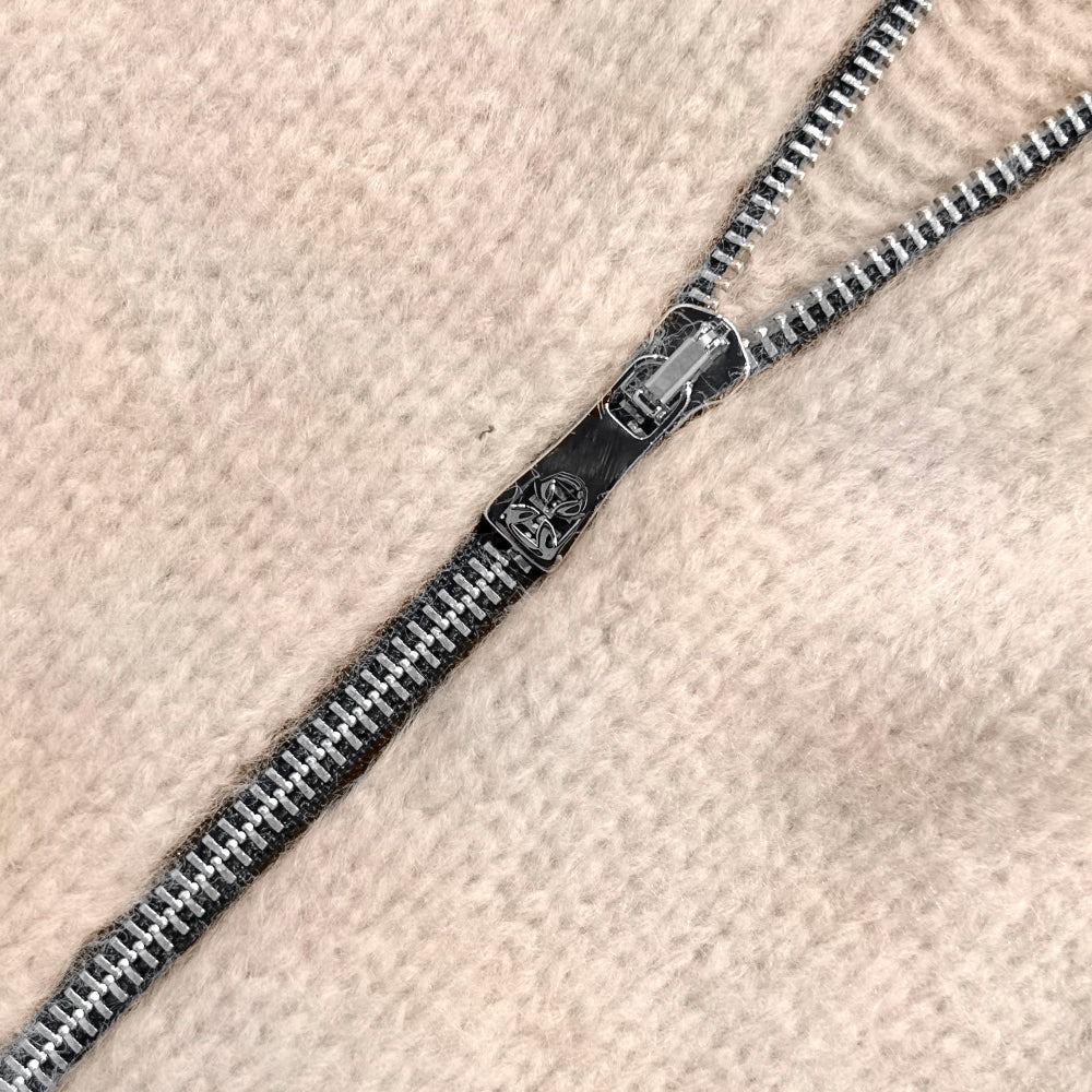 Raglan Brushed Cross Zip Knit Hoodie